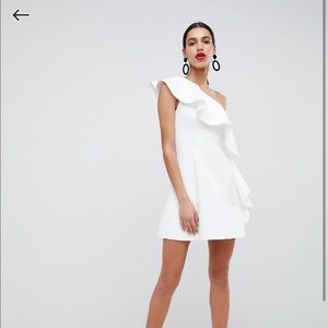 ASOS Ruffle One-shoulder A-line Mini Dress
